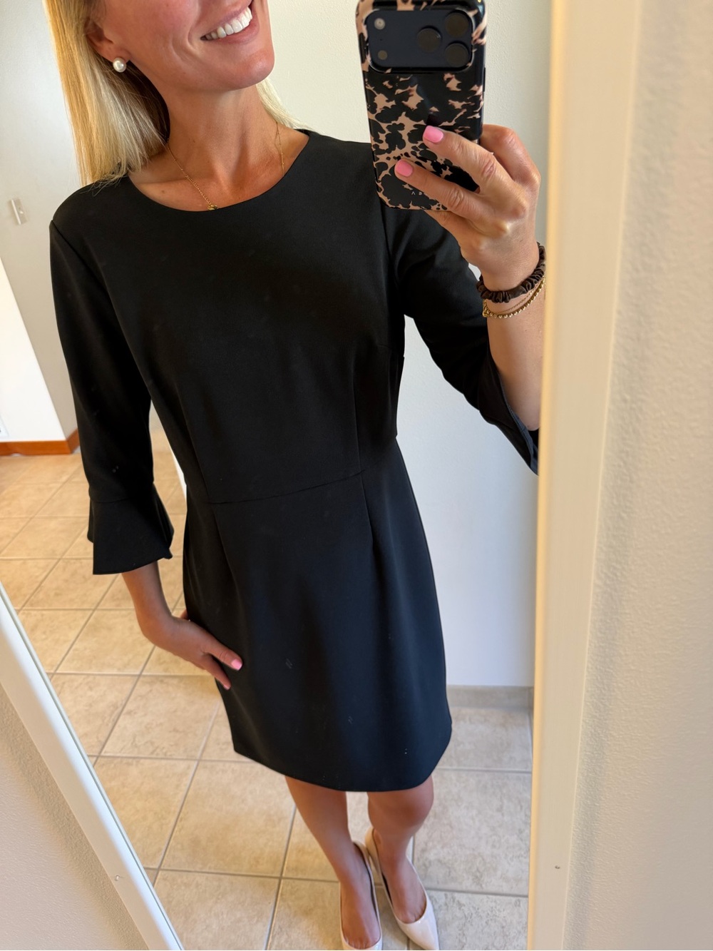 Donna Morgan Black Ruffle-Sleeve Dress, like new! Size 12 - Picture 2 of 5